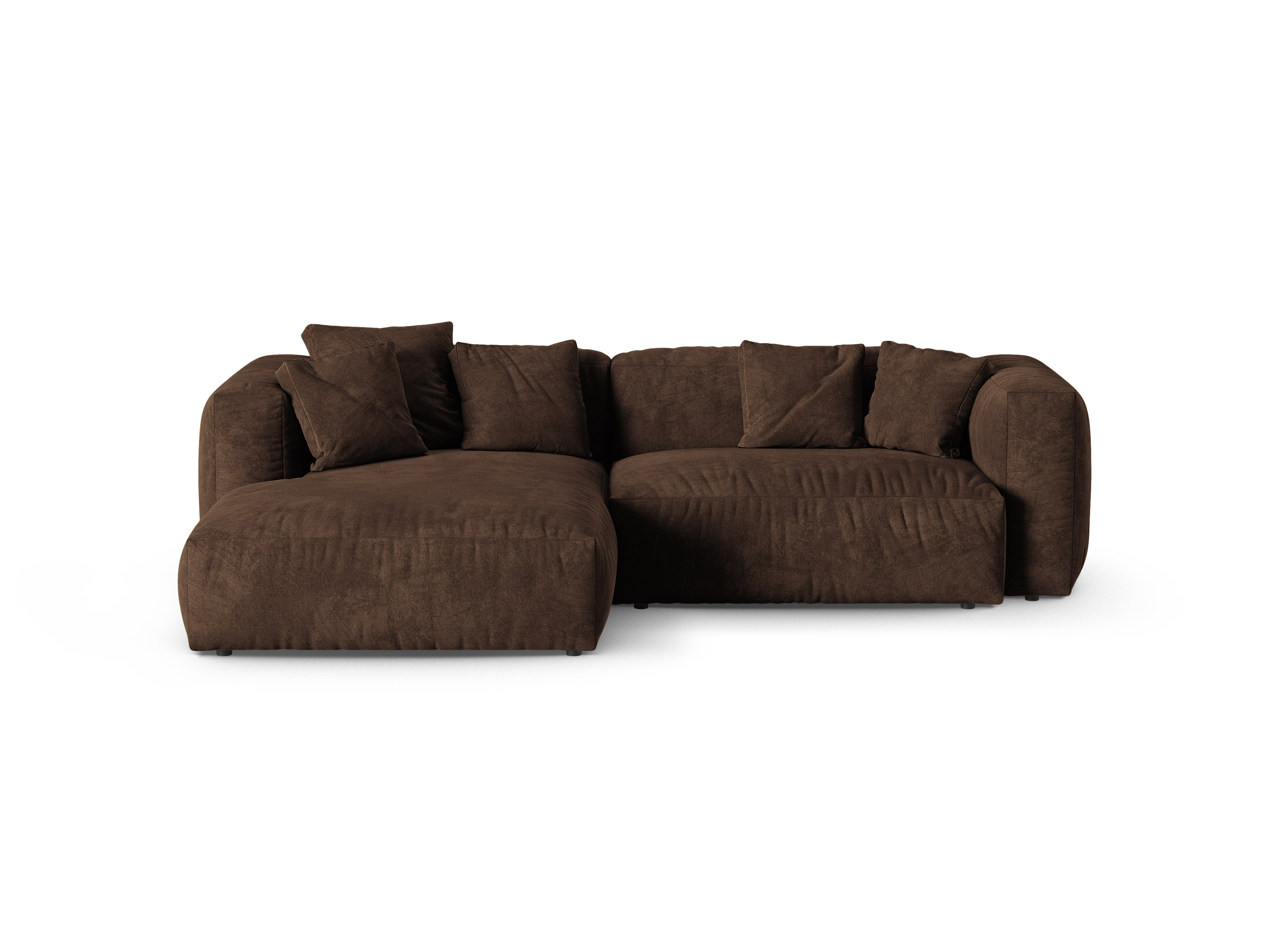 Micadoni Ecksofa Martina 2-Sitzer 90cm Sitztiefe Samt Vogue Schokolade Links