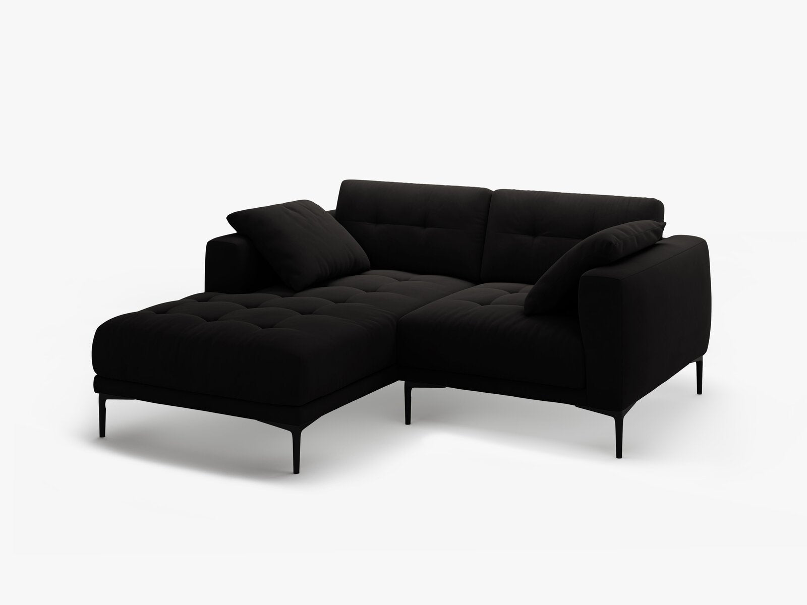 Micadoni Ecksofa Bemy 2-Sitzer Links Samt Schwarz