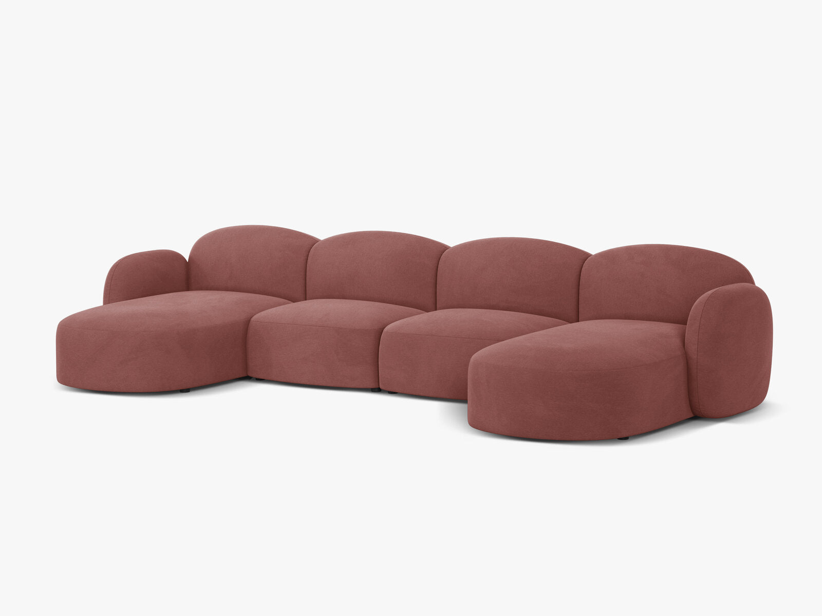 Micadoni Panorama Sofa Blair 6-Sitzer Samt Casino Lachs