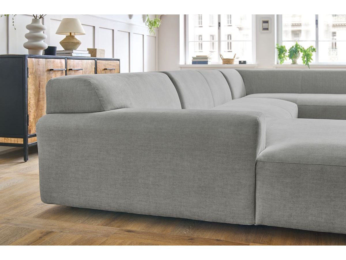 Bobochic Lavena Wohnlandschaft 399 × 220 cm Samt Hellgrau Ecke links