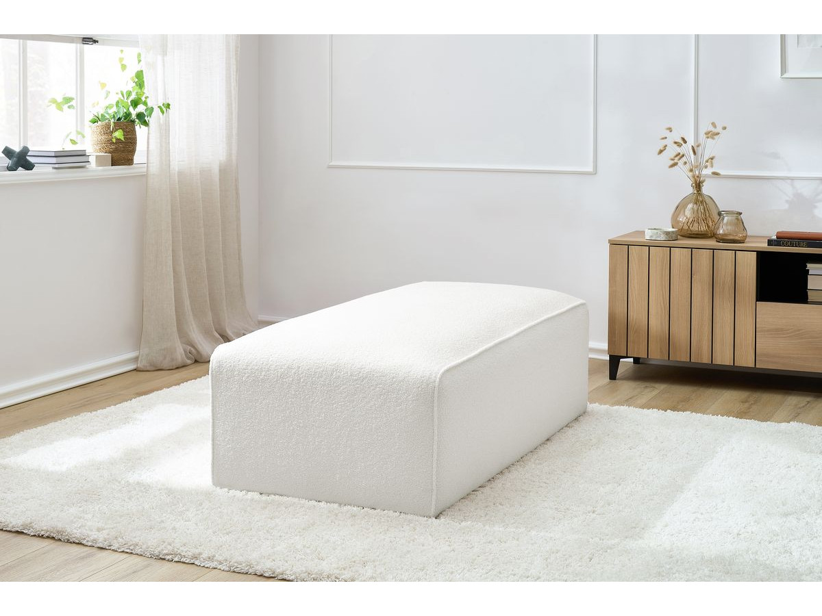 Bobochic Megeve Pouf Bouclé-Stoff Weiß