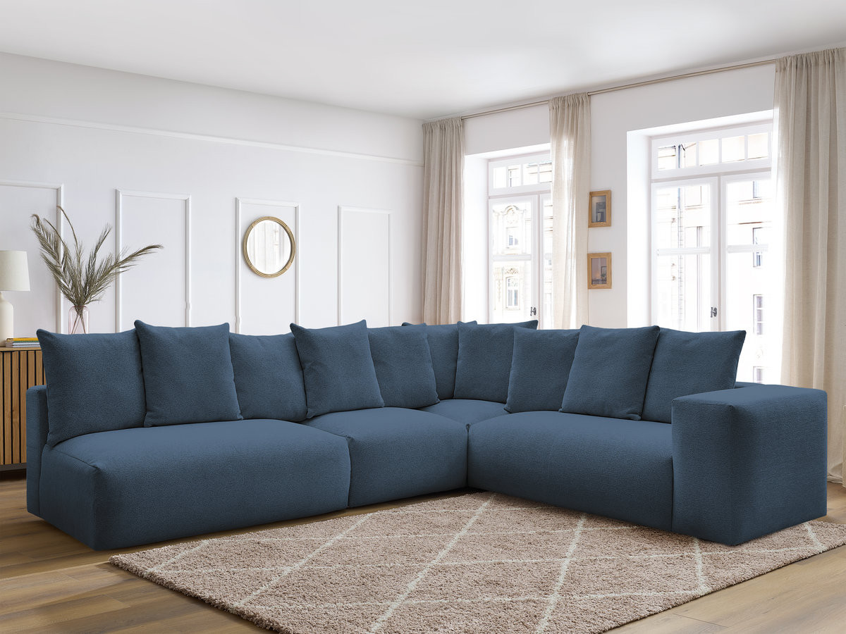 Bobochic Voltaire Ecksofa 322 × 268 cm Melange-Stoff Dunkelblau Ecke rechts