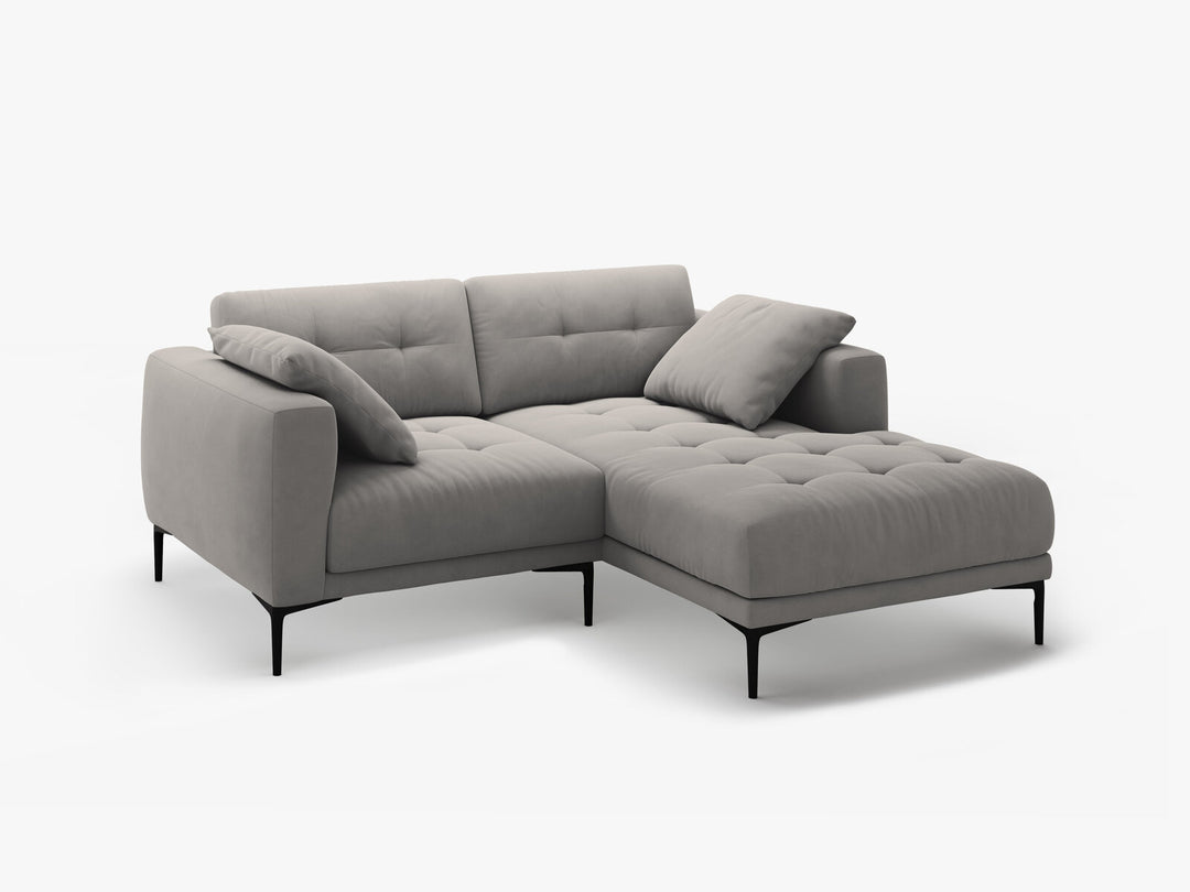 Micadoni Ecksofa Bemy 2-Sitzer Rechts Samt Grau