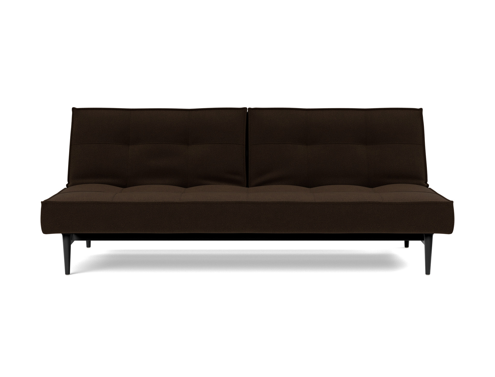 Schlafsofa Splitback Strukturierter Stoff Taura 358-Chocco Beine Styletto Eiche schwarz