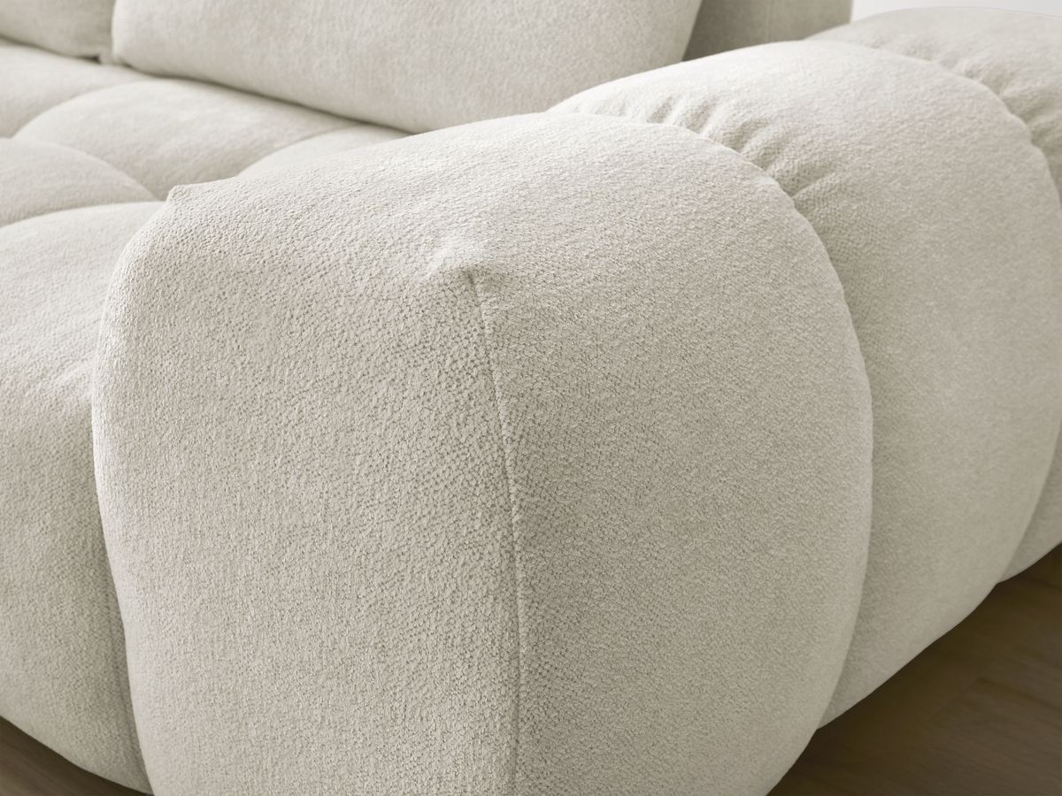 Bobochic Everest Ecksofa mit Schlaffunktion und Bettkasten 320 × 212 cm, 5 Kissen Melange-Stoff Weiß Ecke links
