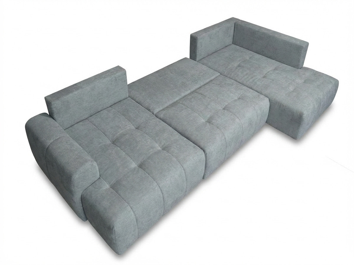 Bobochic Roxelane Wohnlandschaft mit Pouf Melange-Stoff Hellgrau Ecke links
