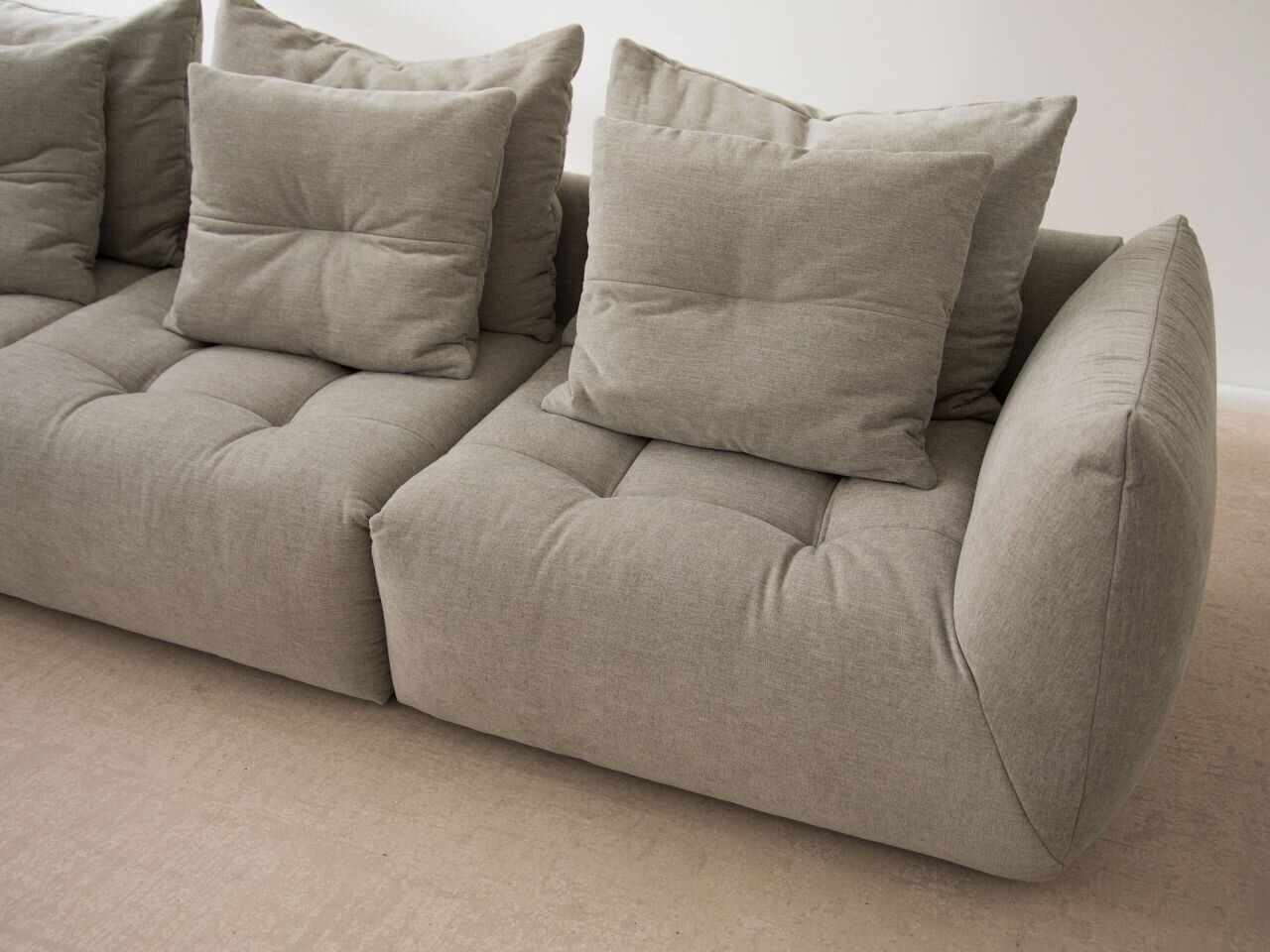 Micadoni Ecksofa Bloom 3-Sitzer Samt Ecru