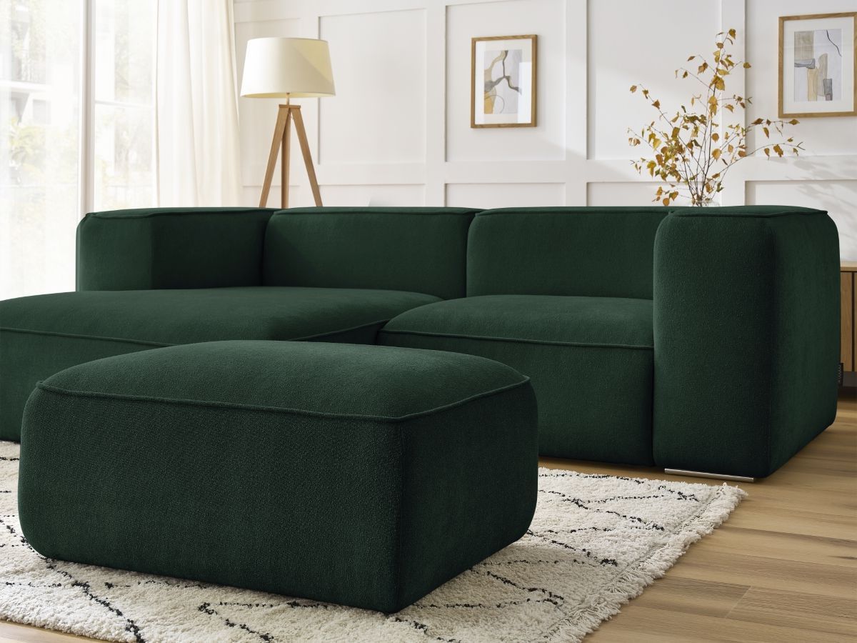 Bobochic Zephyr Ecksofa mit Pouf 260 × 165 cm Strukturstoff Grün Ecke links