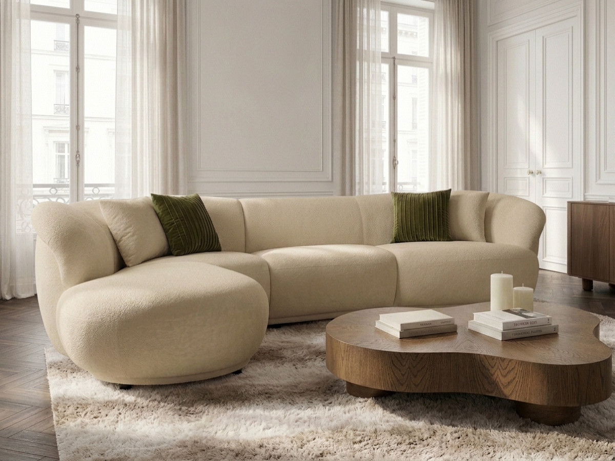 Bobochic Nora Ecksofa Chenille Beige Ecke links