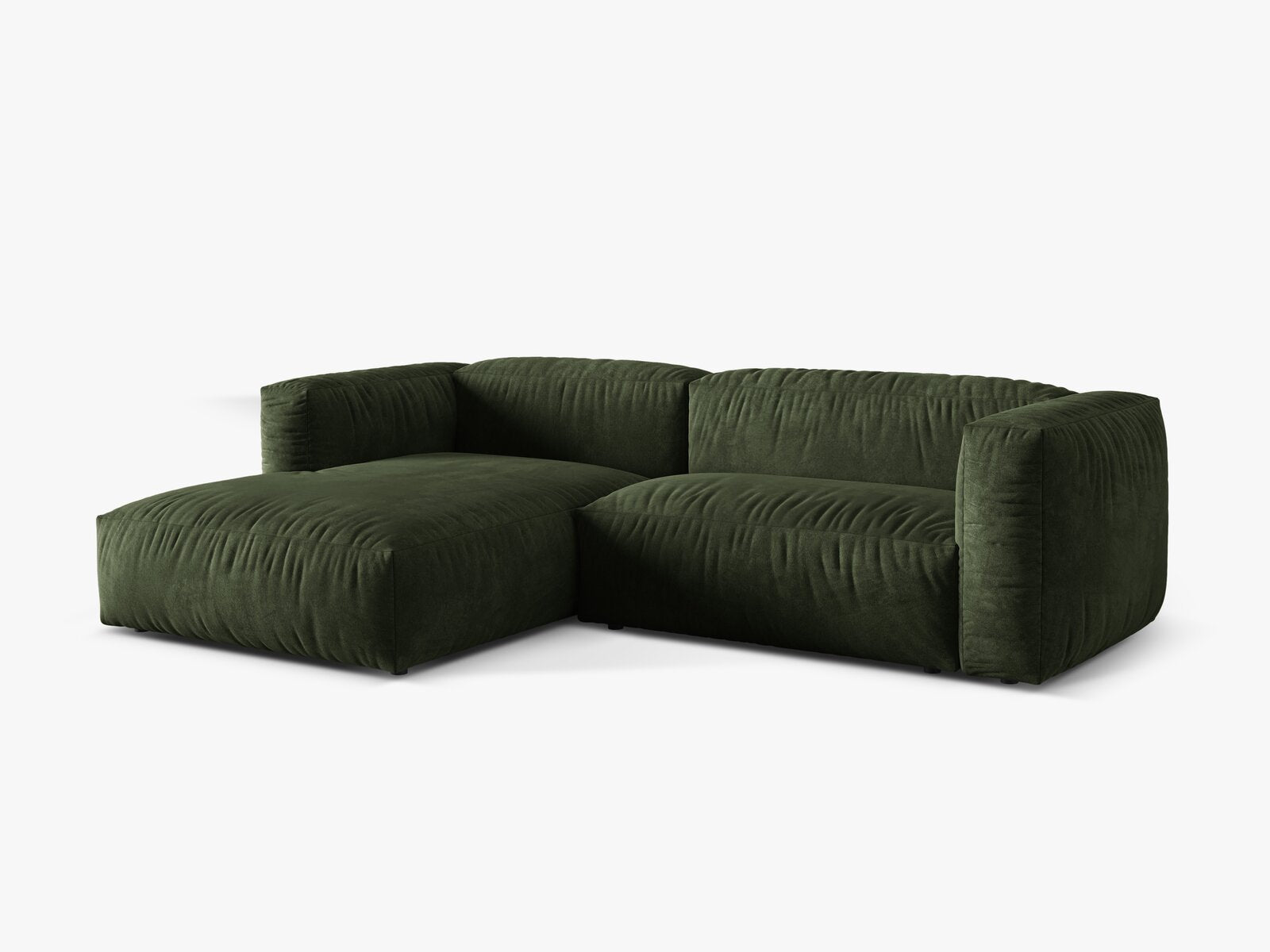 Micadoni Ecksofa Martina 2-Sitzer Links Samt Vogue Grün