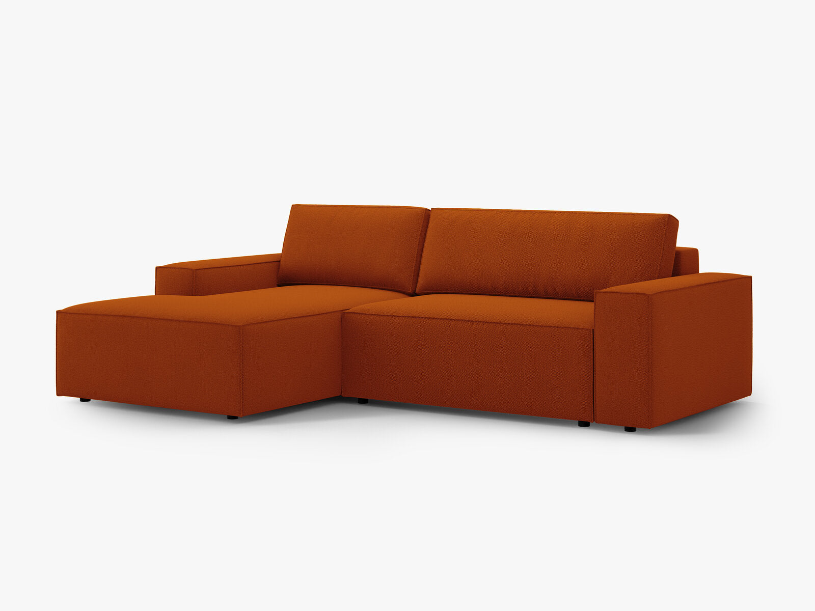 Micadoni Schlaf-Ecksofa Jodie 3-Sitzer Links Strukturierter Stoff Terrakotta