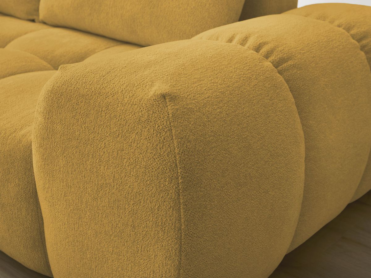 Bobochic Everest Ecksofa mit Schlaffunktion und Bettkasten und Pouf 320 × 212 cm, 5 Kissen Melange-Stoff Gelb Ecke links