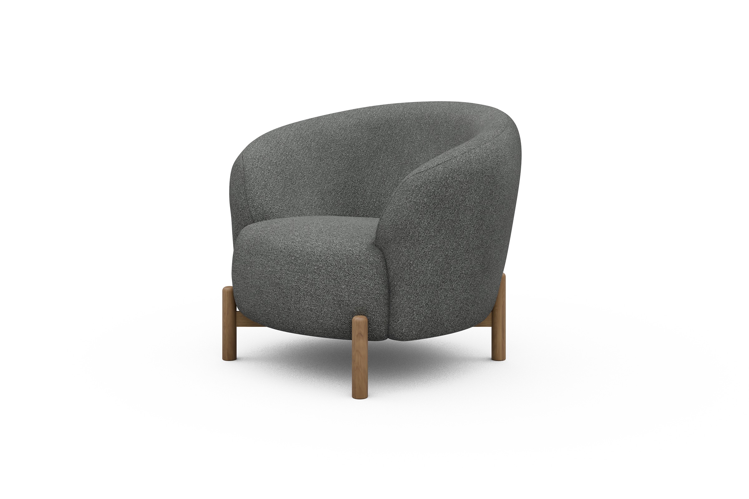 Sessel Ronda Holzbeine Eiche Natur Boucle-Ash-Grey
