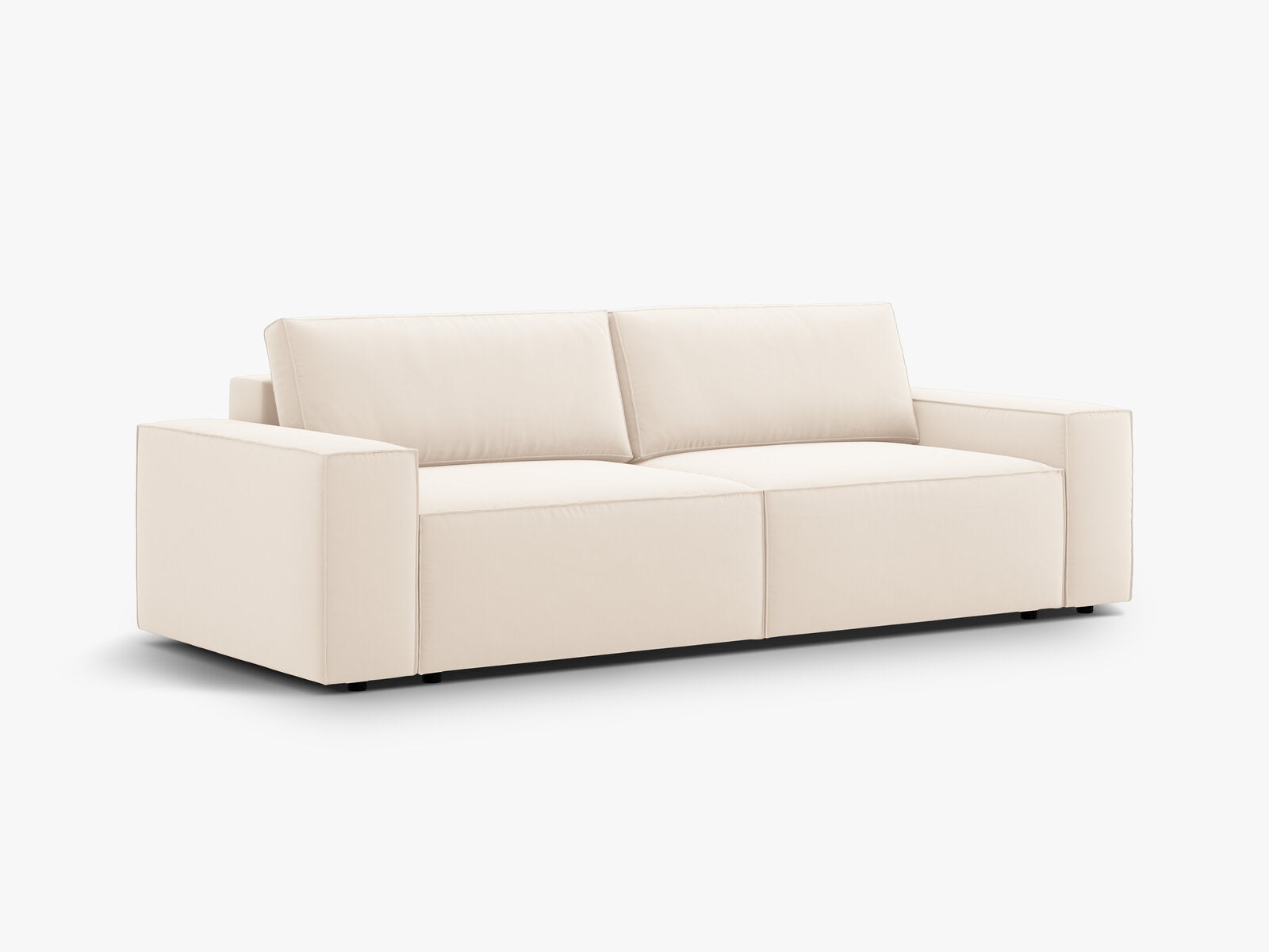 Micadoni Schlafsofa Jodie 3-Sitzer Samt Helles Beige