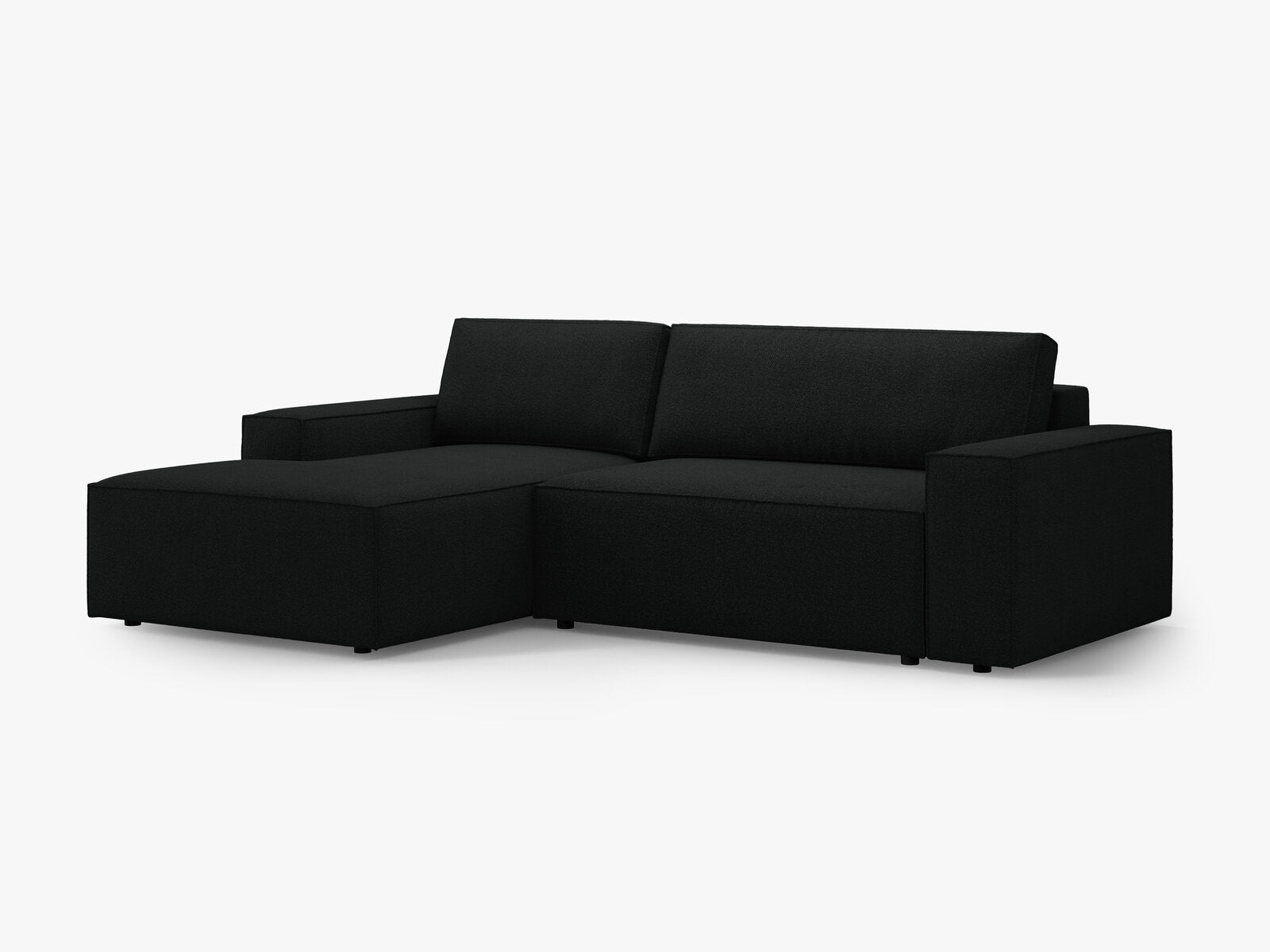 Micadoni Schlaf-Ecksofa Jodie 3-Sitzer Links Boucle Schwarz