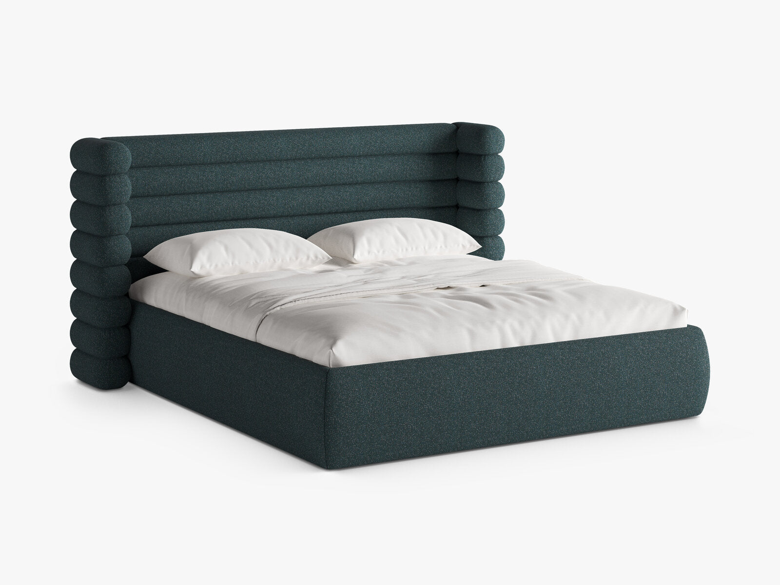 Micadoni Stauraumbett mit Kopfteil Mount Strukturierter Stoff Puente Grün Blau Melange 160x200