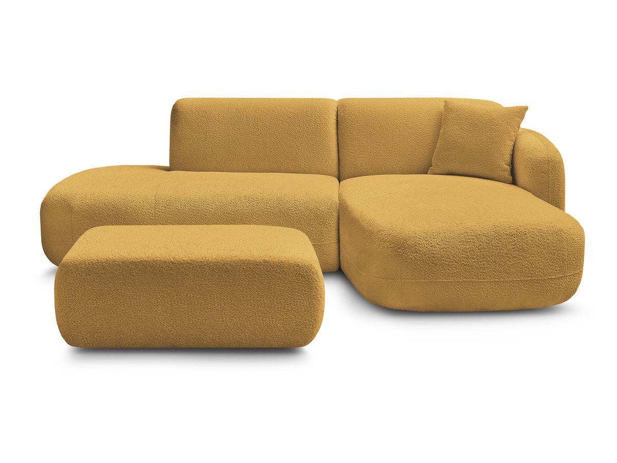 Bobochic Anda Ecksofa mit Pouf 241 × 163 cm Chenille Gelb Ecke rechts