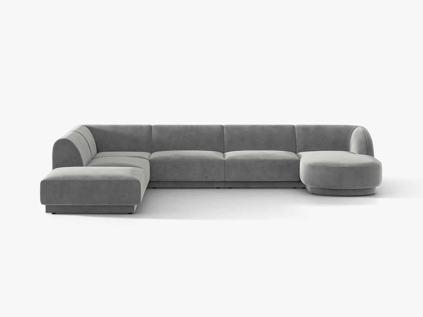 Micadoni Panorama-Ecksofa Miley 6-Sitzer Samt Venus Hellgrau Links