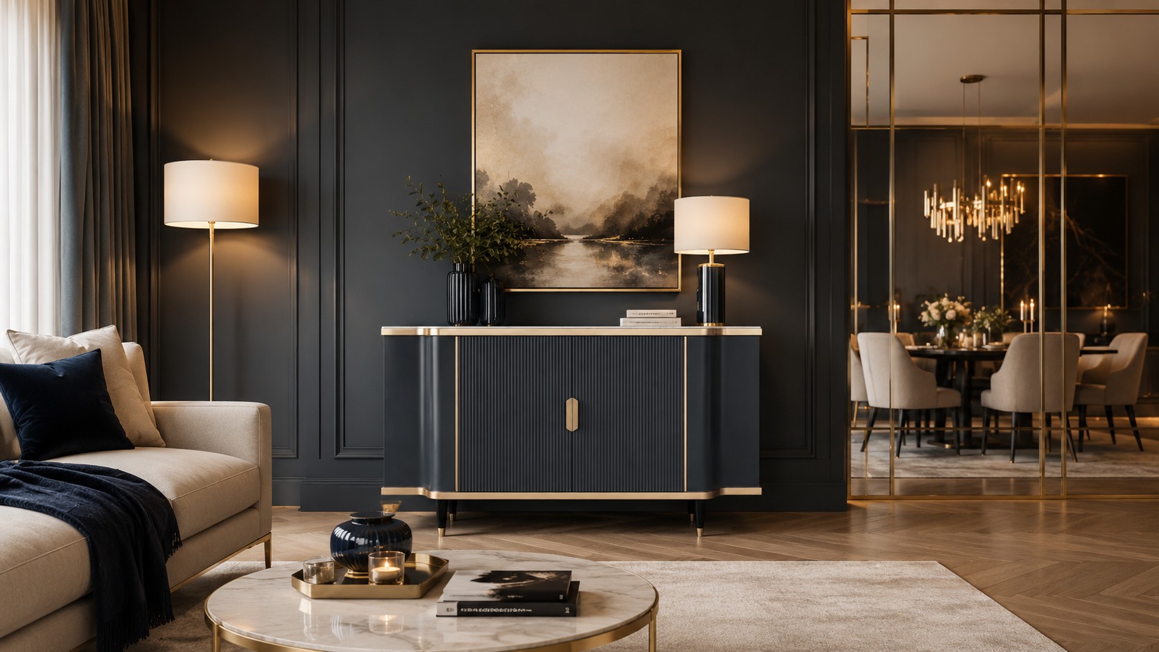 Livin Hill Sideboard Stilig Dunkles Graublau