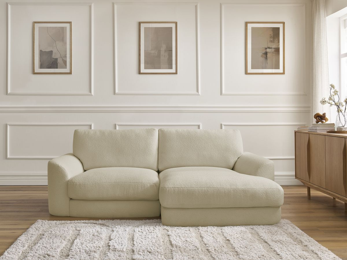 Bobochic Leonore Ecksofa Bouclé-Stoff Beige Ecke rechts
