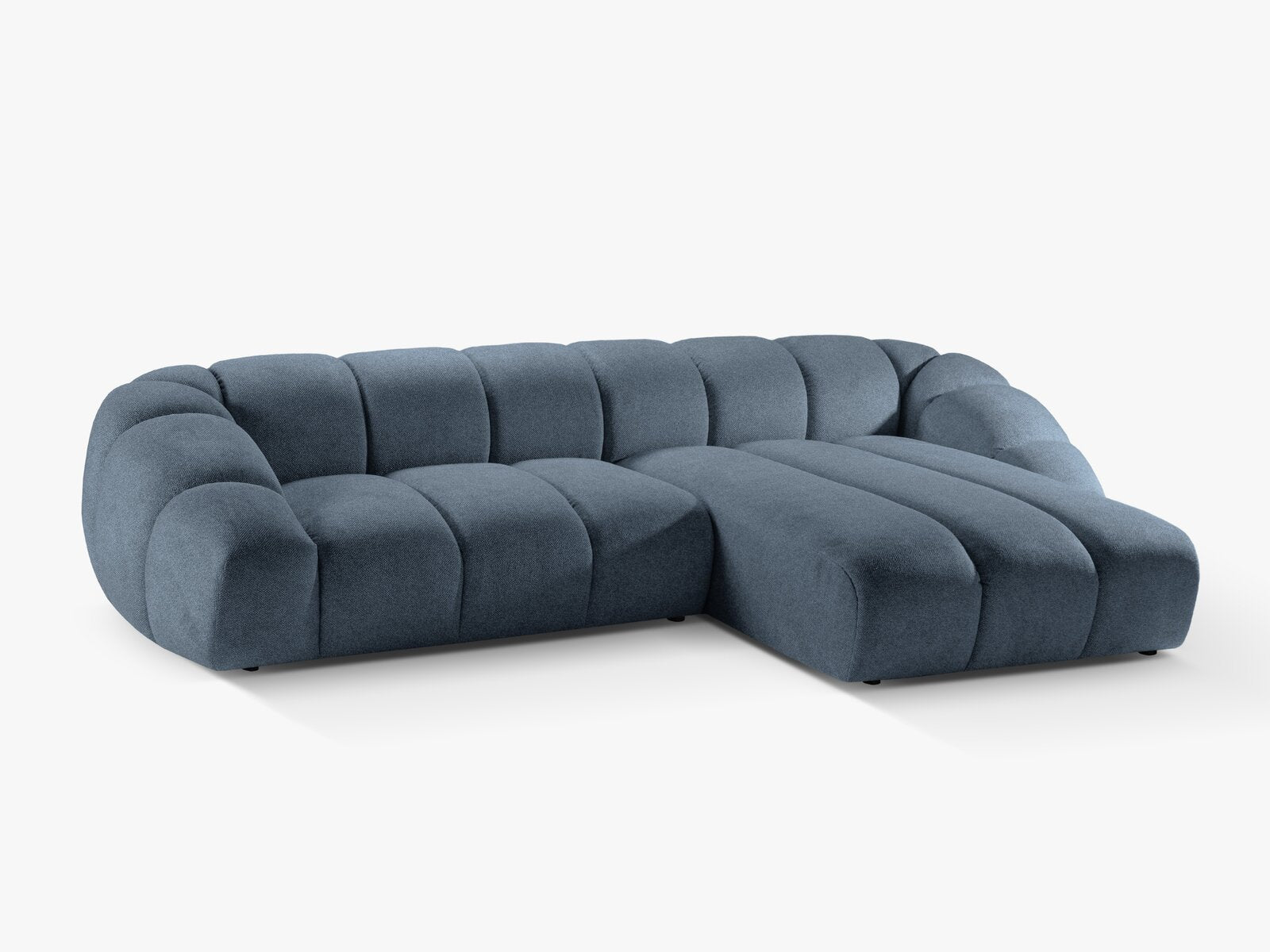 Micadoni Ecksofa Diana 4-Sitzer Rechts Strukturierter Samtstoff Jeansblau