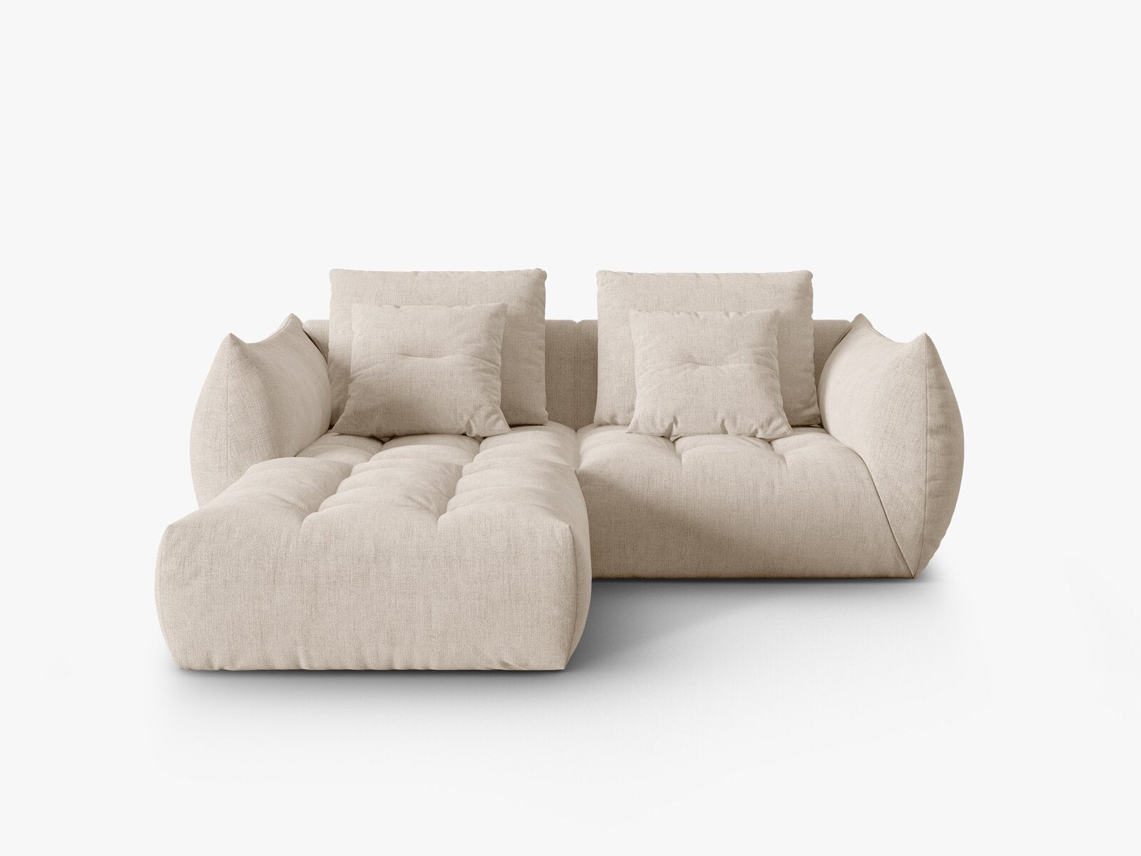 Micadoni Ecksofa Bloom 3-Sitzer Strukturierter Stoff Wind Helles Beige