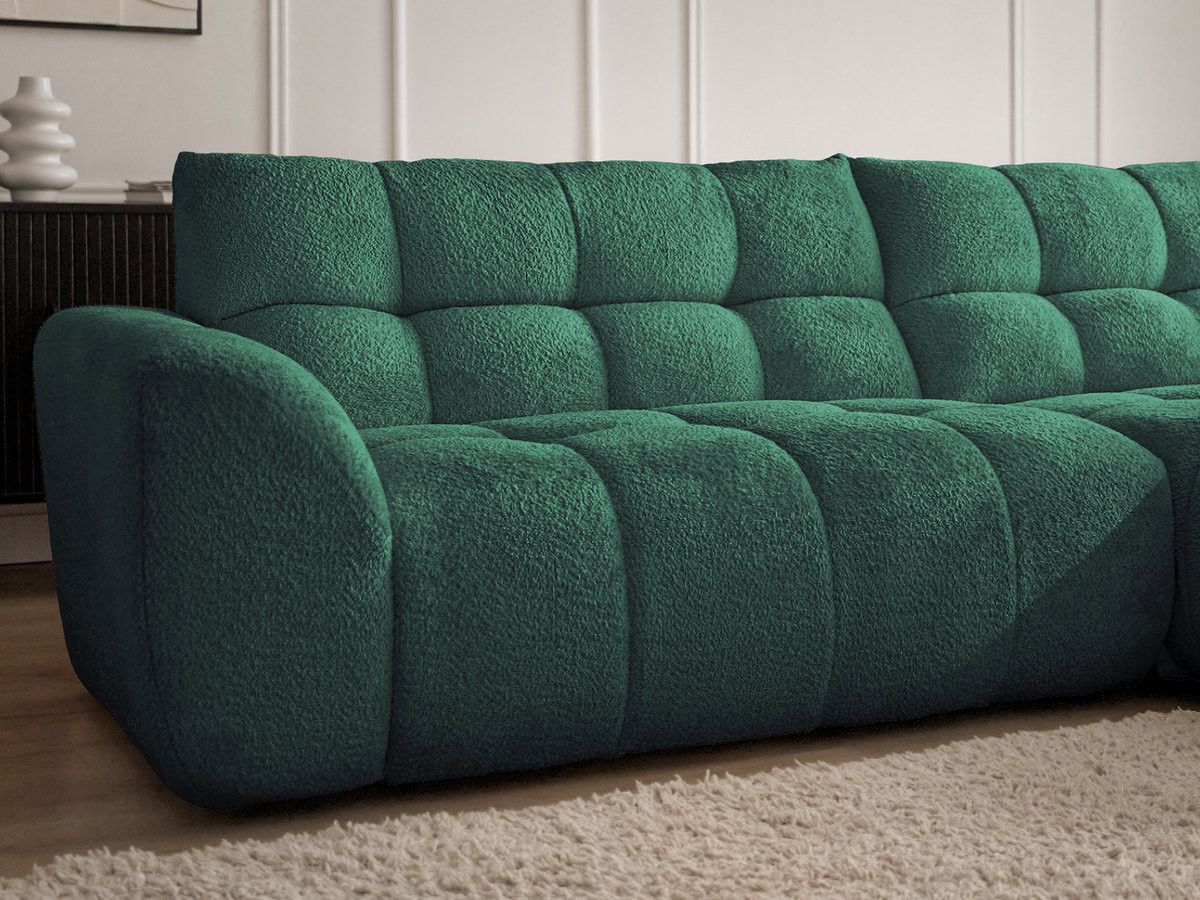 Bobochic Jaya Ecksofa mit Pouf Chenille Dunkelgrün Ecke rechts