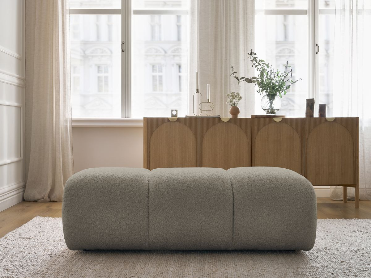 Bobochic Pamira Pouf Bouclé-Stoff Taupe