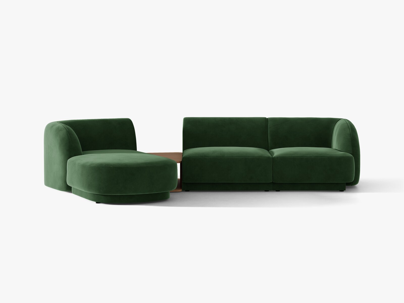 Micadoni Modulares Sofa Miley mit Recamiere 3-Sitzer Links Samt Venus Flaschengrün