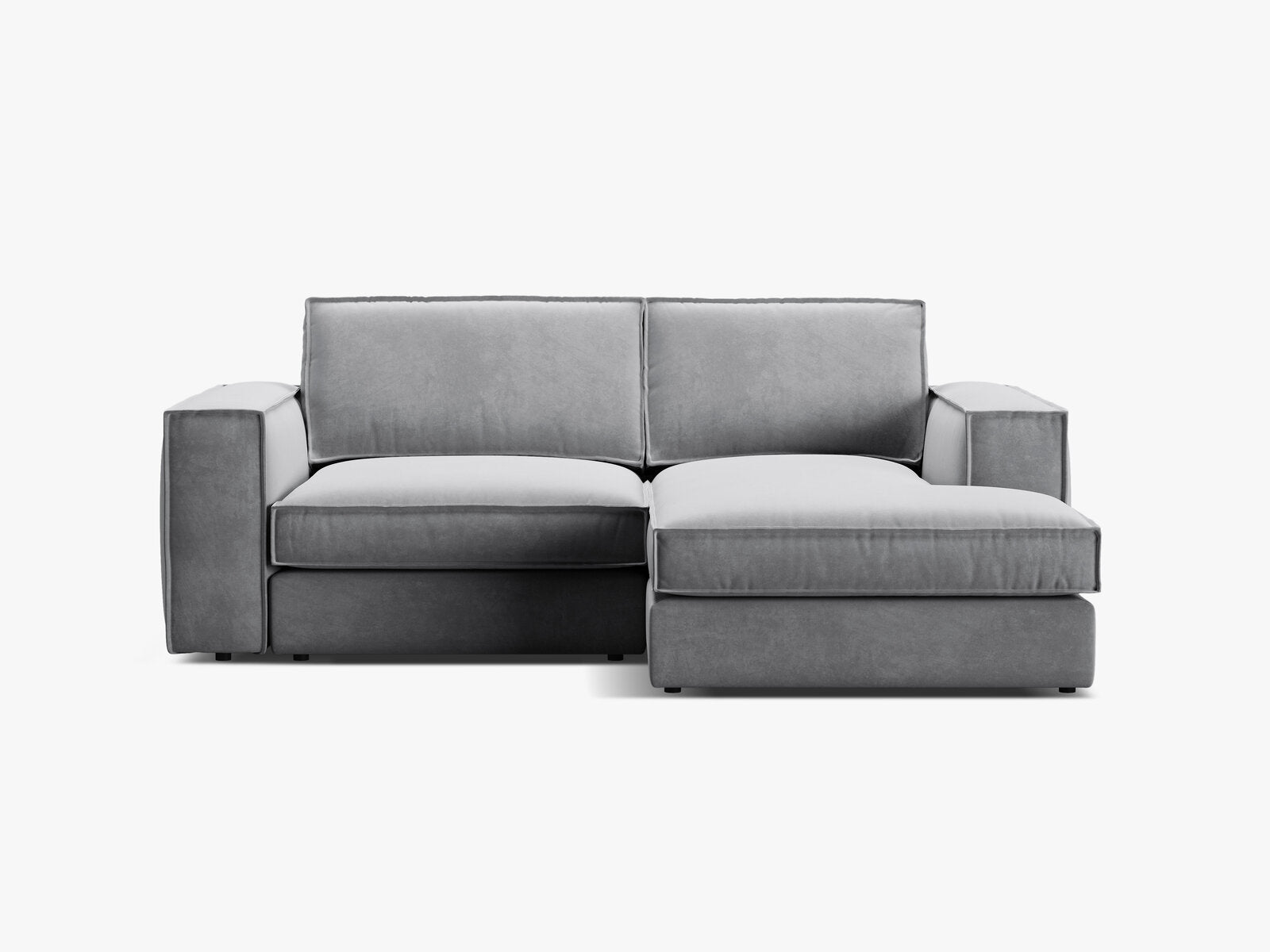 Micadoni modulares Ecksofa Pola 2-Sitzer kleine Version Rechts Samt Salvador Grau