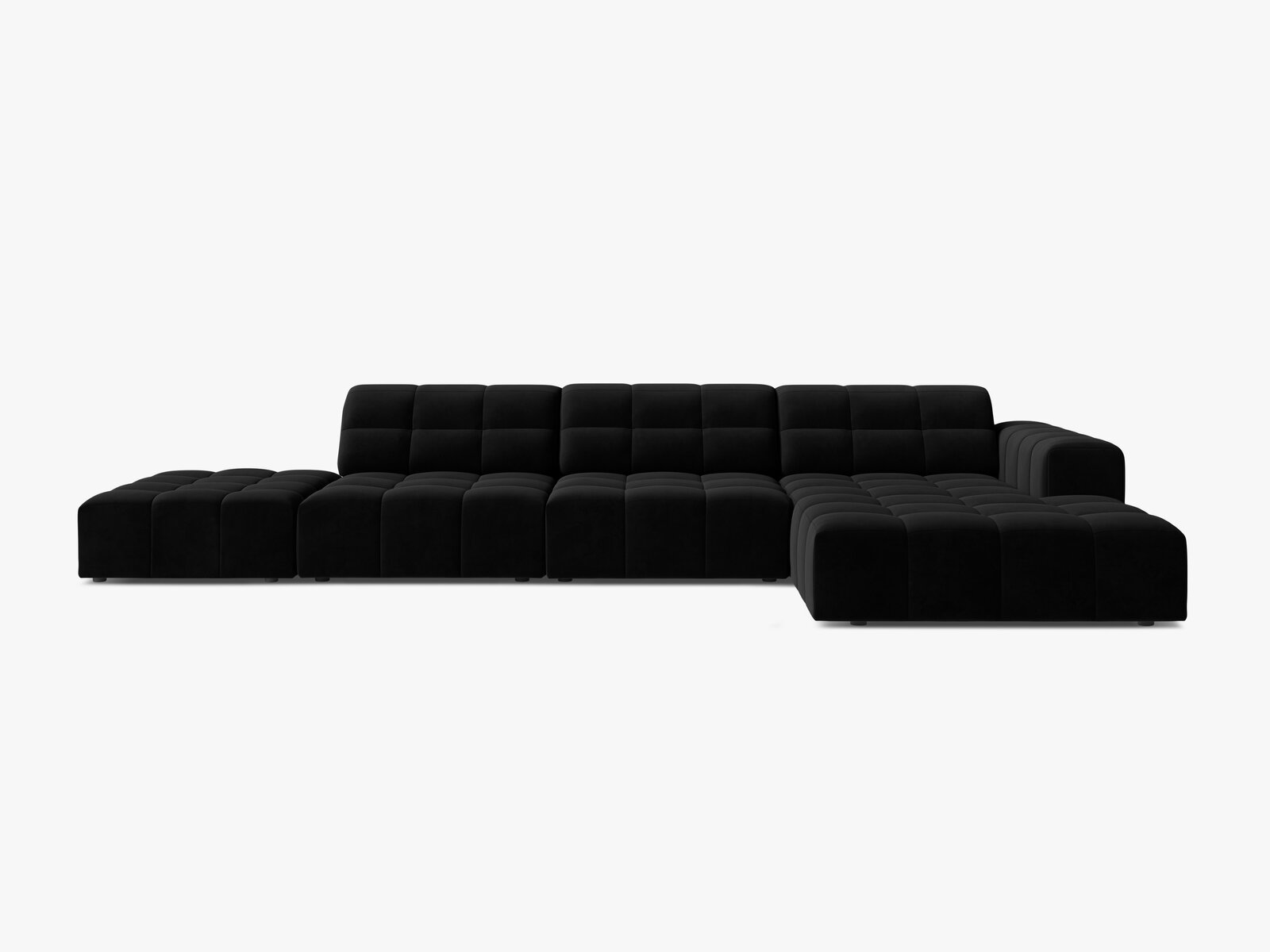 Micadoni Ecksofa Jennifer 5-Sitzer Rechts Samt Bluvel Schwarz