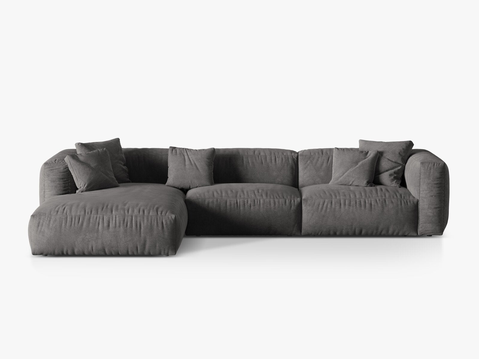 Micadoni Ecksofa Martina 3-Sitzer Links Samt Vogue Grau