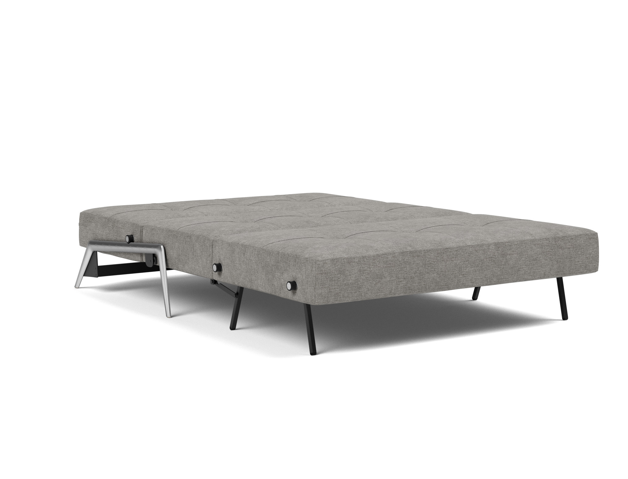 Schlafsofa Cubed 140 Flachgewebe Avella 282-Warm-Grey Beine Aluminium