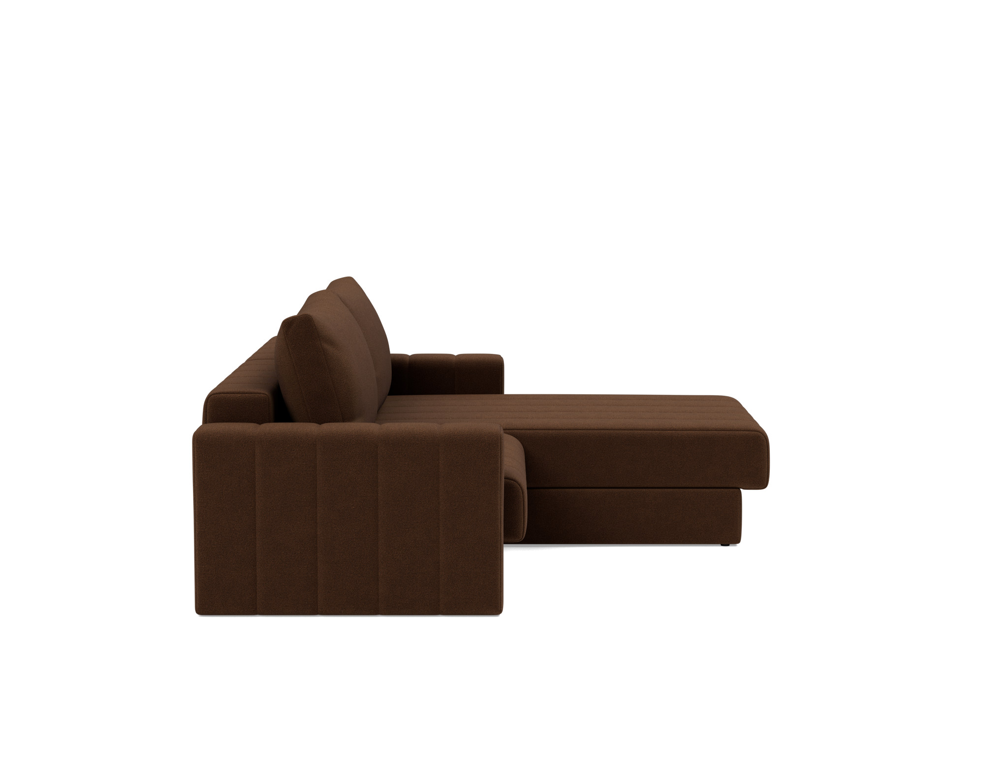 Schlafsofa Akello mit Chaiselongue und Armlehnen Strukturierter Stoff Taura 359-Cappuccino
