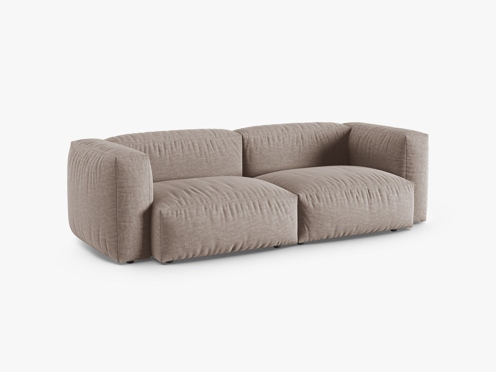 Micadoni Sofa Martina 3-Sitzer 90cm Sitztiefe Strukturierter Stoff Boston Dunkelbeige