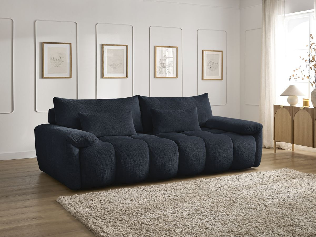 Bobochic Ivane Sofa 3-Sitzer Strukturstoff Dunkelblau