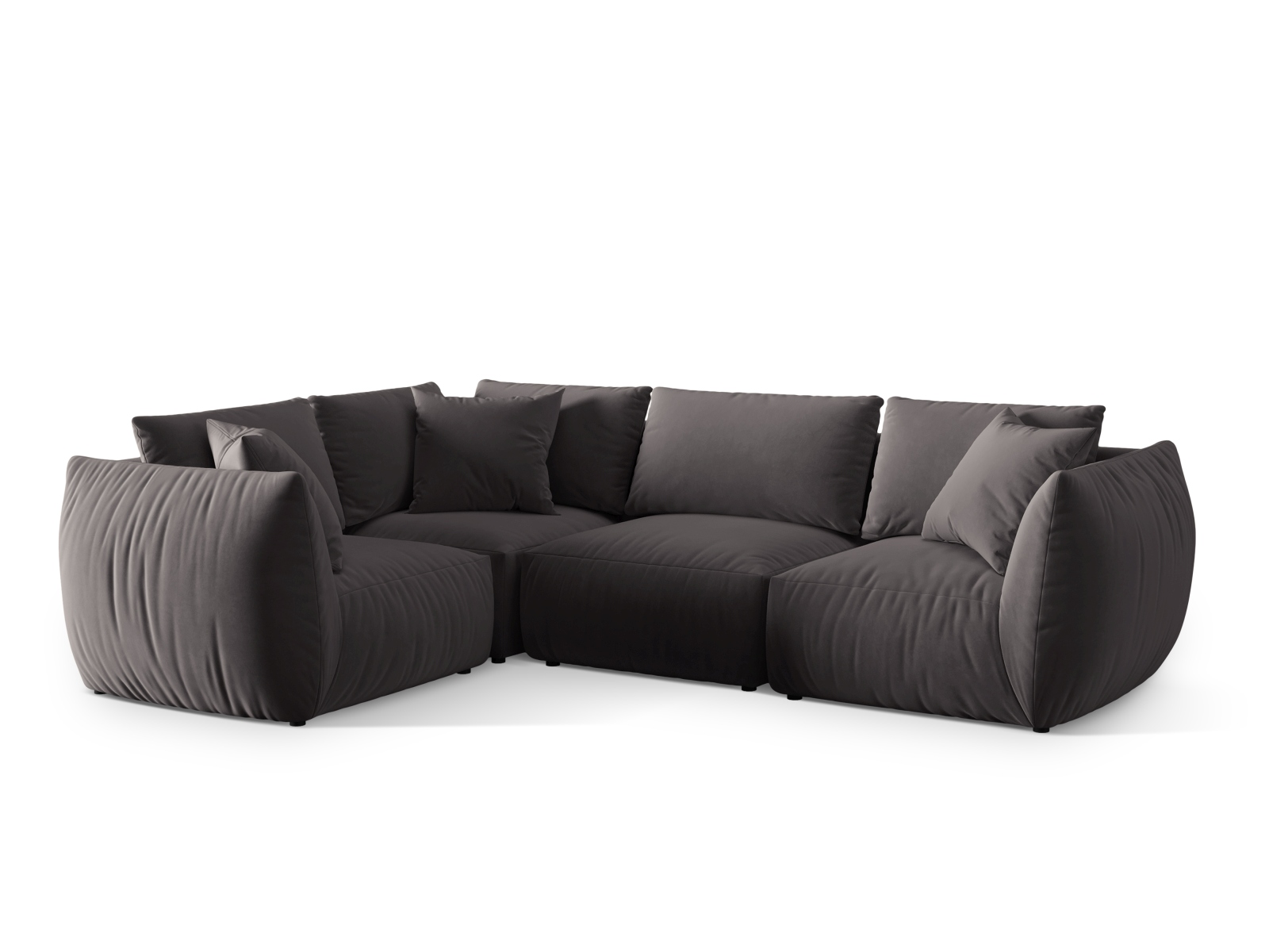 Micadoni Ecksofa Chris 4-Sitzer Links Samt Dunkelgrau