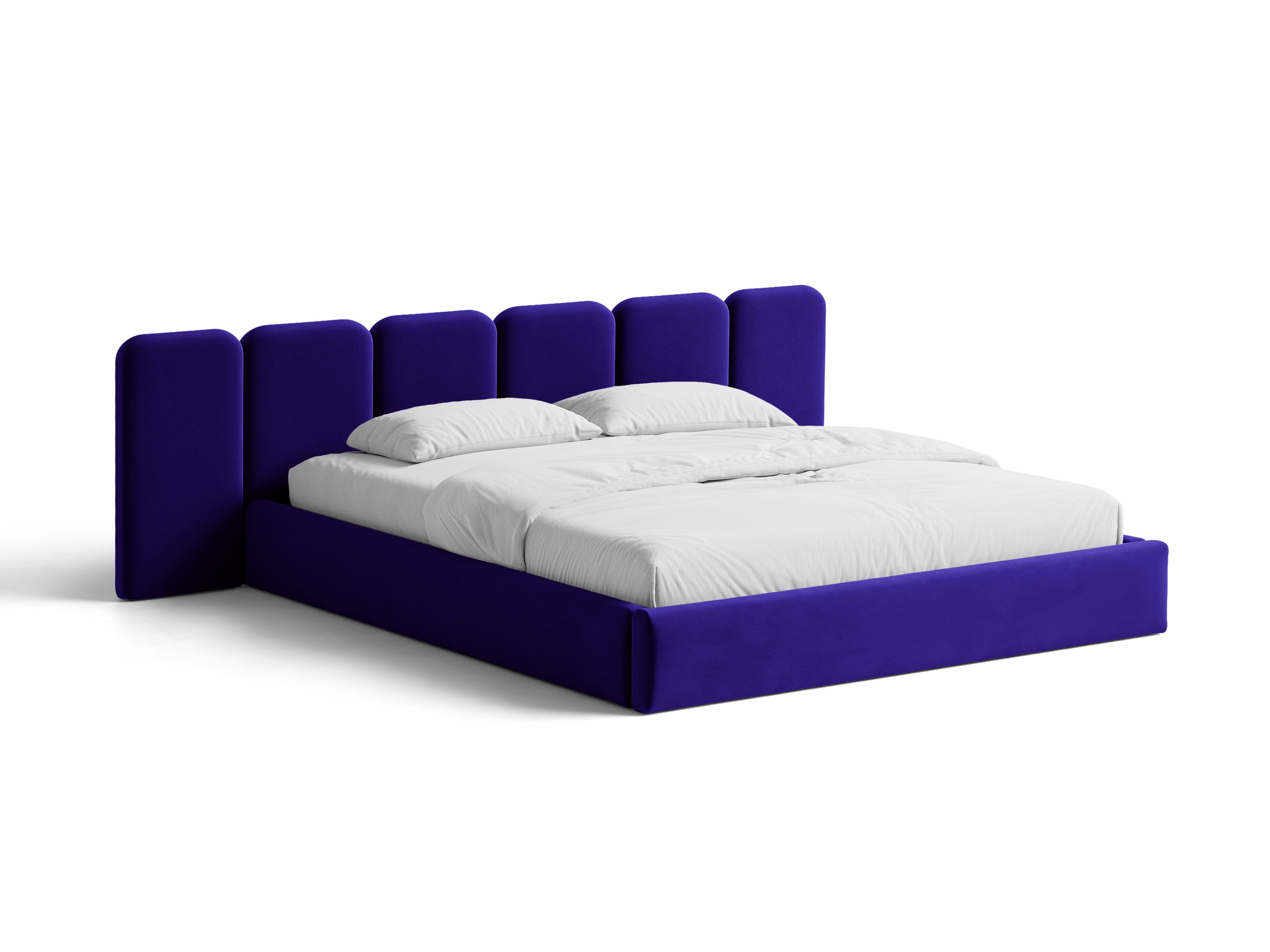 Micadoni Stauraumbett mit breitem Kopfteil Saga Samt Magic Velvet Kobalt 160x200