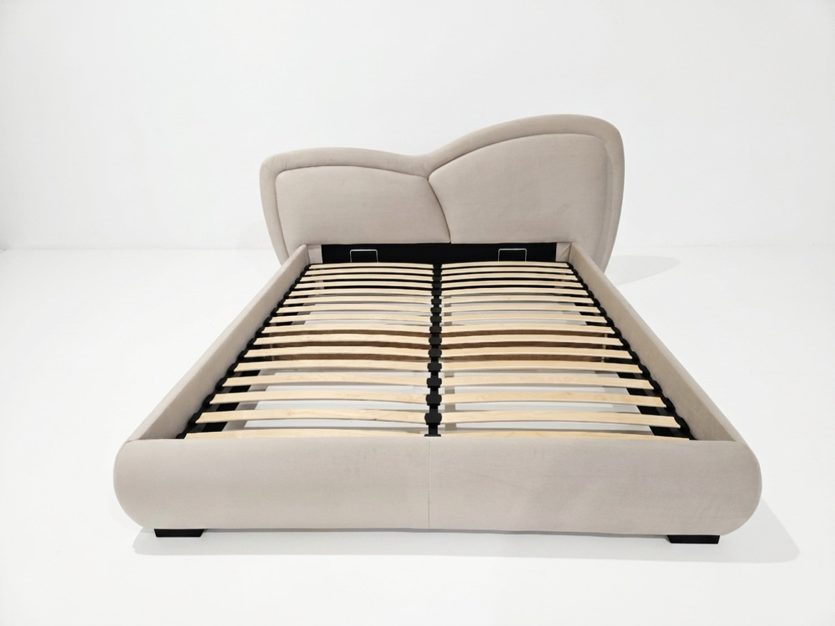 Bobochic Daniela Polsterbett Samt Beige, Liegefläche 140 × 190 cm