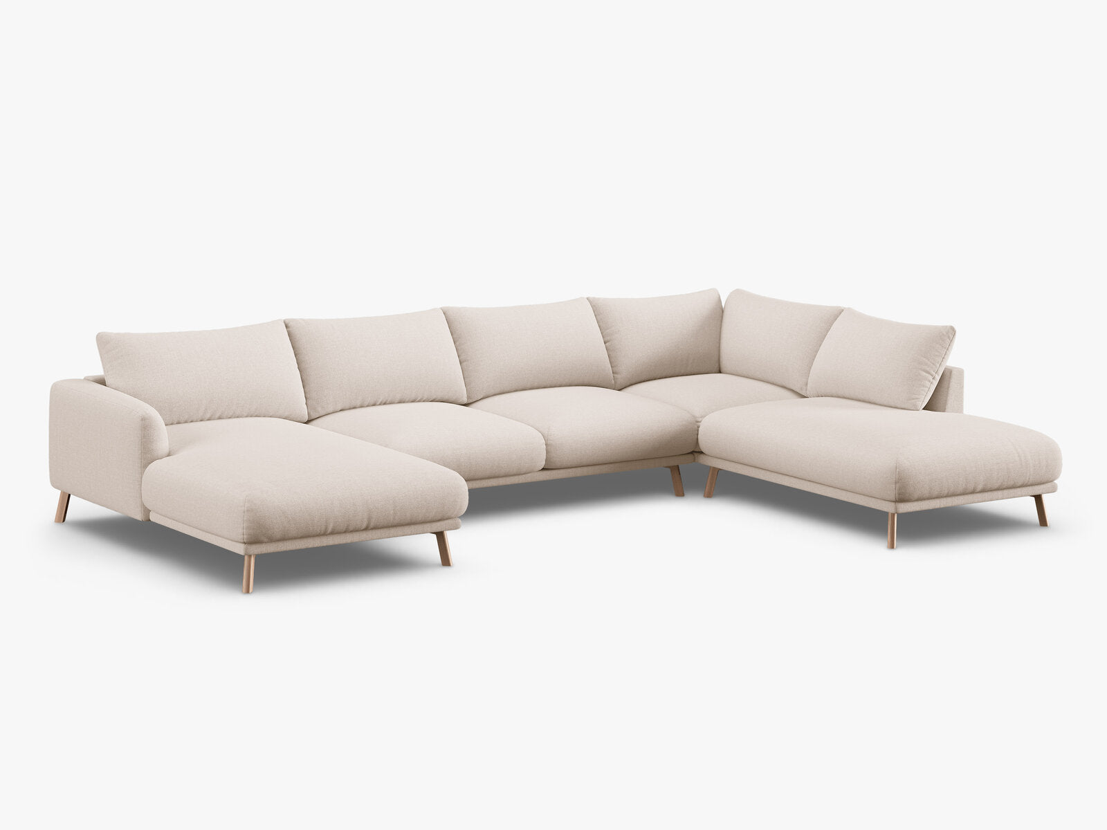 Micadoni Panorama Ecksofa Naomi 6-Sitzer Rechts Strukturierter Stoff Liberty Beige