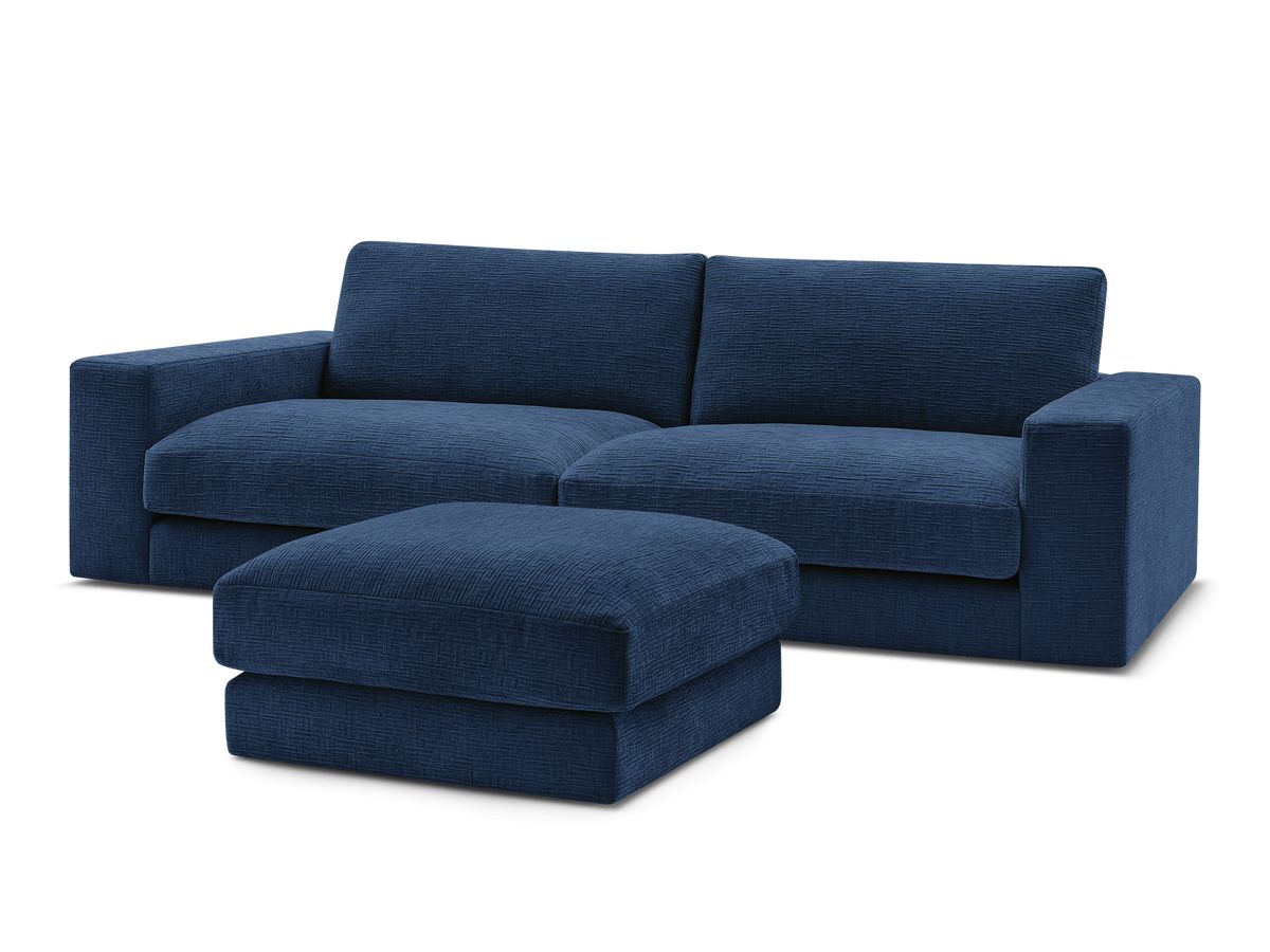 Bobochic Leonard Sofa 4-Sitzer mit Pouf 274 × 109 cm Strukturstoff Dunkelblau