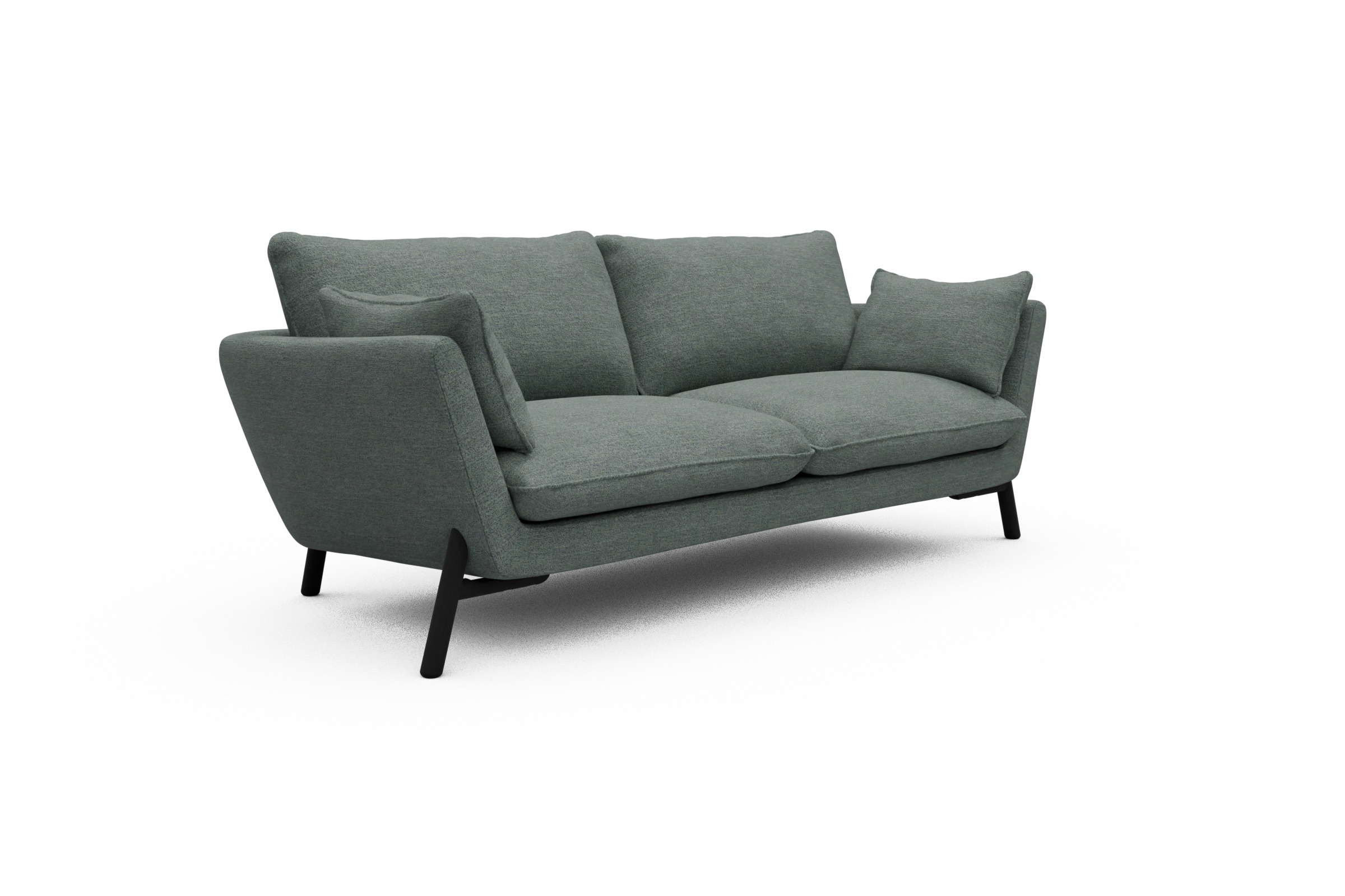 Sofa Emil 3-Sitzer Beinfarbe Eiche Schwarz Carreno-Ice-Blue