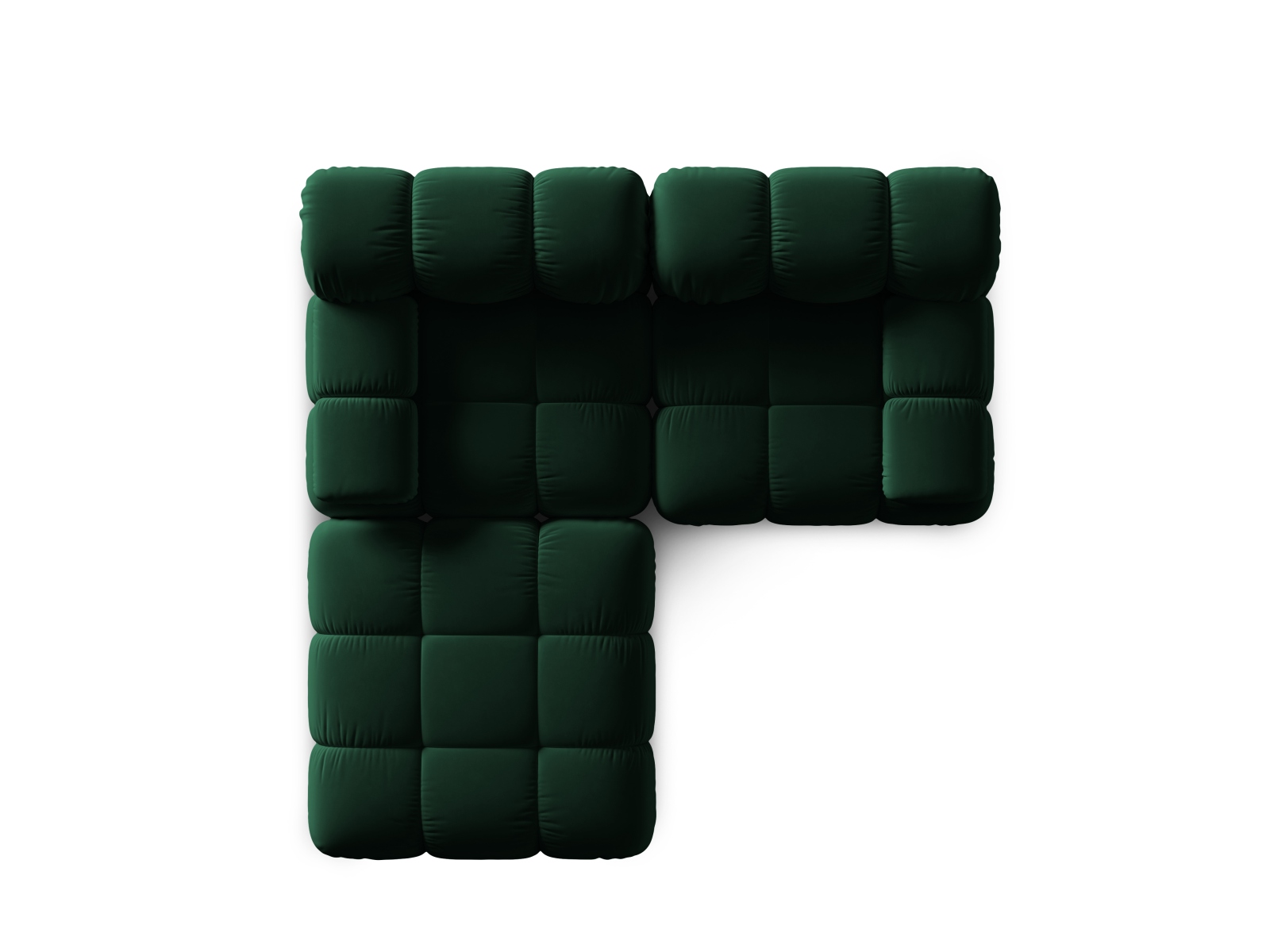 Micadoni Modulares Sofa Bellis 3-Sitzer mit flachem Modul Samt Bluvel Flaschengrün
