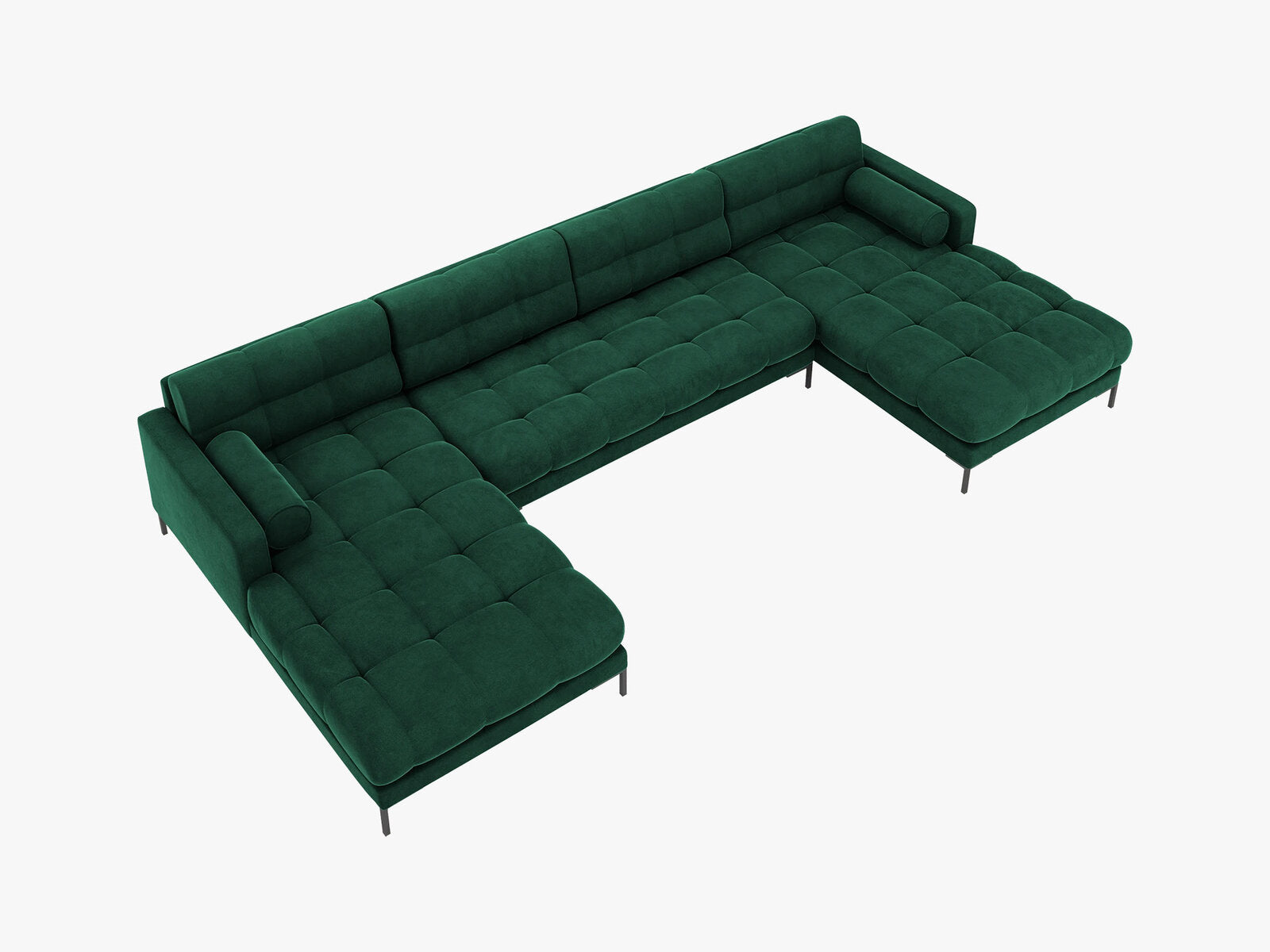 Micadoni Panorama-Sofa Mamaia 6-Sitzer Samt Bluvel Flaschengrün schwarze Beine