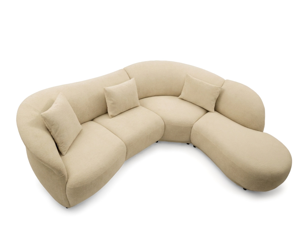 Bobochic Nora Ecksofa Chenille Beige Ecke rechts