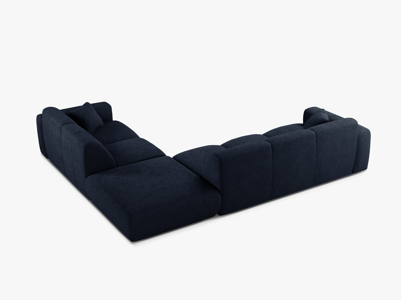 Micadoni Ecksofa Molino 6-Sitzer Rechts Boucle Baloo Dunkelblau