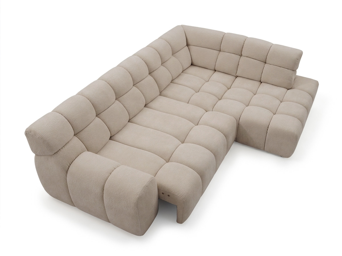 Bobochic Andre Ecksofa mit Schlaffunktion Chenille Beige Ecke rechts