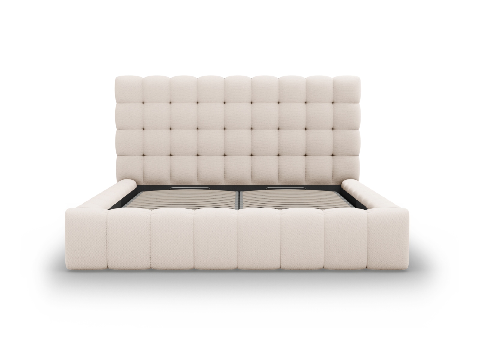 Micadoni Stauraumbett mit Kopfteil Mamaia Strukturierter Stoff Beige 200x200
