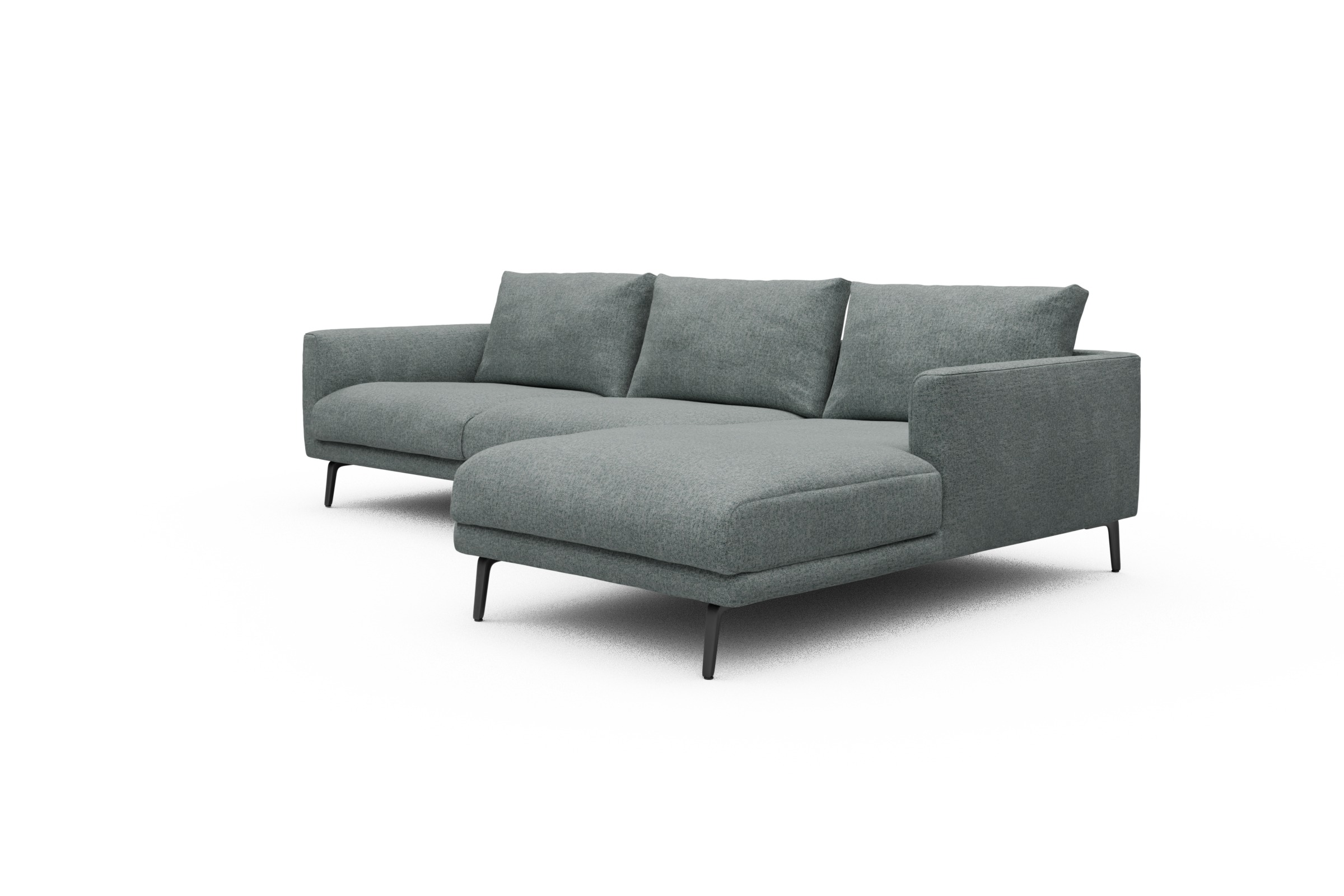 Ecksofa Karl Chaiselongue rechts mit 2,5-Sitzer Casone-Light-Mixed-Green