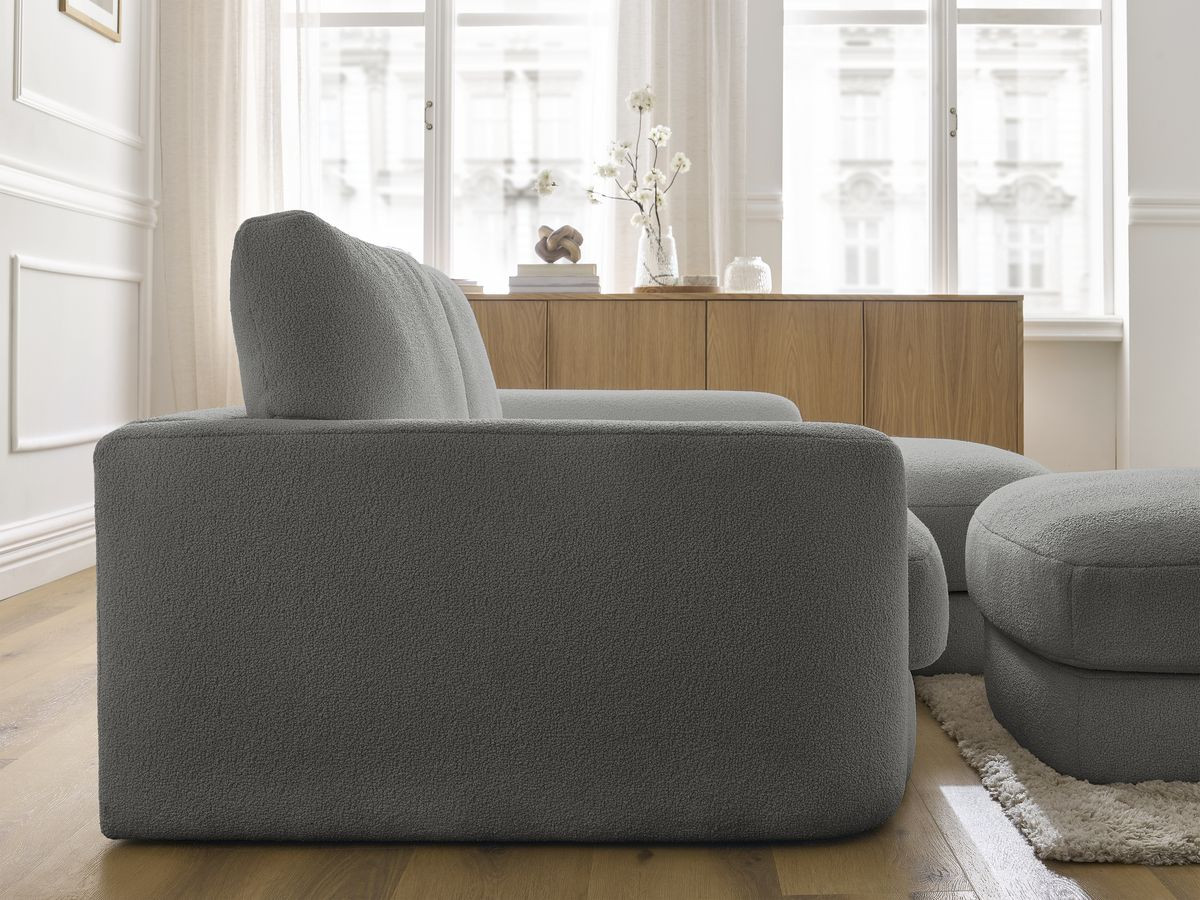 Bobochic Leonore Ecksofa mit Pouf Bouclé-Stoff Dunkelgrau Ecke rechts